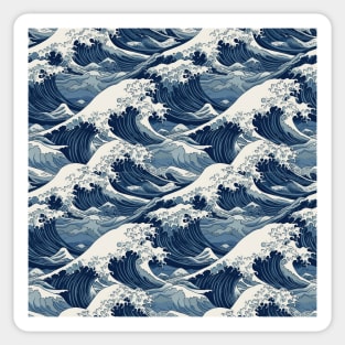 Ephemeral Crests: Hokusai Waves Reimagined Sticker